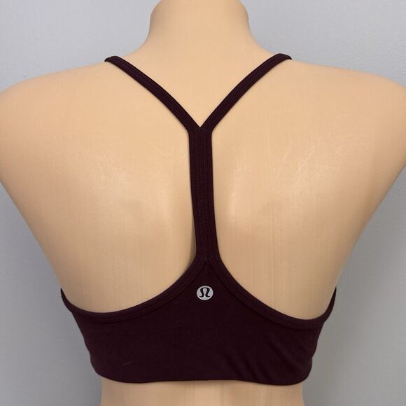Lululemon Flow Y Wrap-Front High-Neck Bra Size 8 Nulu Burgundy W2CXSS B/C Cup - Picture 1 of 8